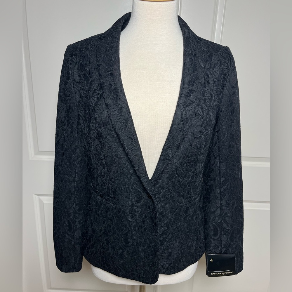 NWT Banana Republic Black Lace Blazer Size 4